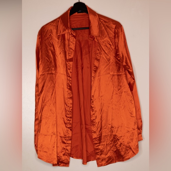 PrettyLittleThing Satin Button Down Shirt - M - Picture 1 of 5